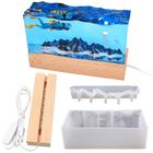 Molde De Resina Voaesdk Monta&ntilde;a Y Mar Cubo Luminoso Con L&aacute;mpara Usb