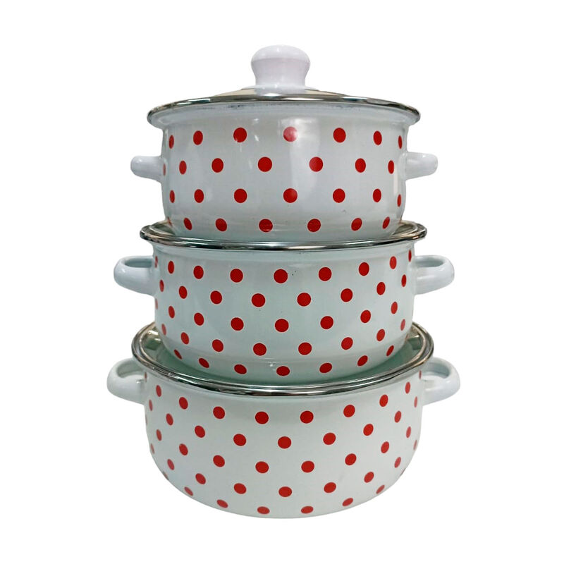 Juego de ollas blanca de Peltre con tapa 6 pz G... image number null