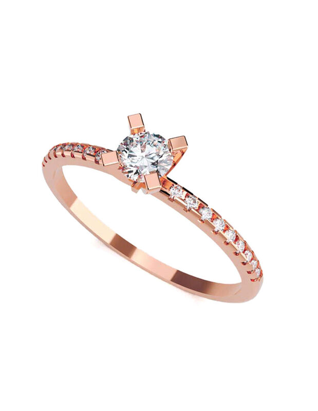 Anillo de Compromiso de 14K con Diamante de Lab... image number null