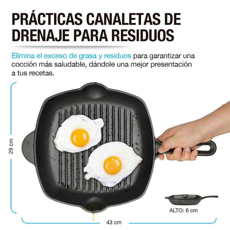 Sartén de Hierro Fundido Precurado tipo Grill P... image number null