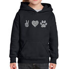 Sudadera Con Capucha Word Art Para Ni&ntilde;a - Paz Amor Perros - Negro