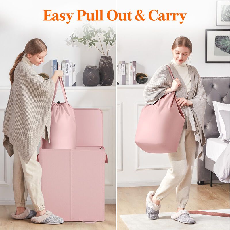 Cesto de ropa Lifewit doble con tapa y bolsas e... image number null