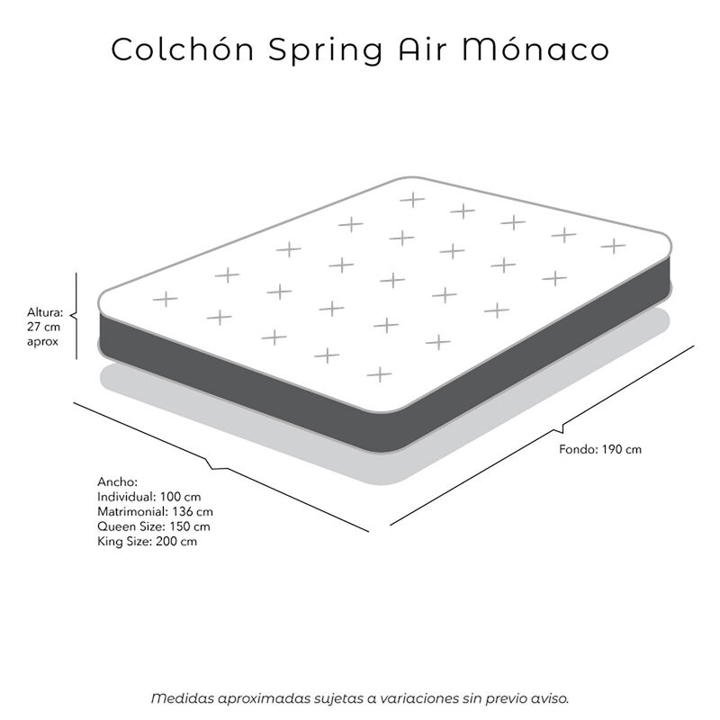 Colch&oacute;n Queen size Spring Air M&oacute;naco + S&aacute;banas ... image number null
