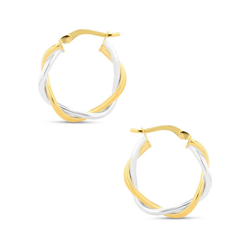 Arracadas De Oro Amarillo Con Blanco 10K (15Mm ... image number null