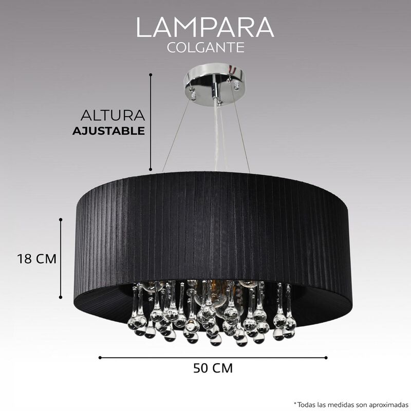 Lámpara Colgante Con Pantalla De Tela Y Gotas D... image number null
