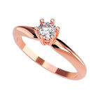 Anillo de Compromiso en Oro Rosa 10K con Circonia -  Talla:8.5/ FJ718-10R-CZ-85