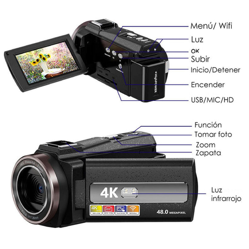 Videocámara 4k Vak 534 Wifi 48mp Visión Nocturn... image number null