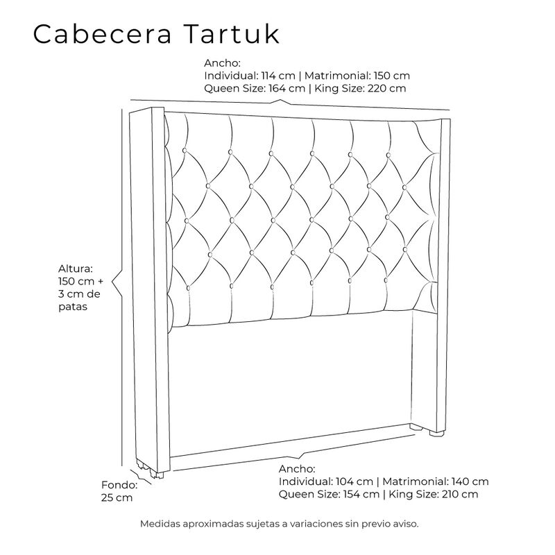 Cabecera Queen Size Tartuk Gris image number null