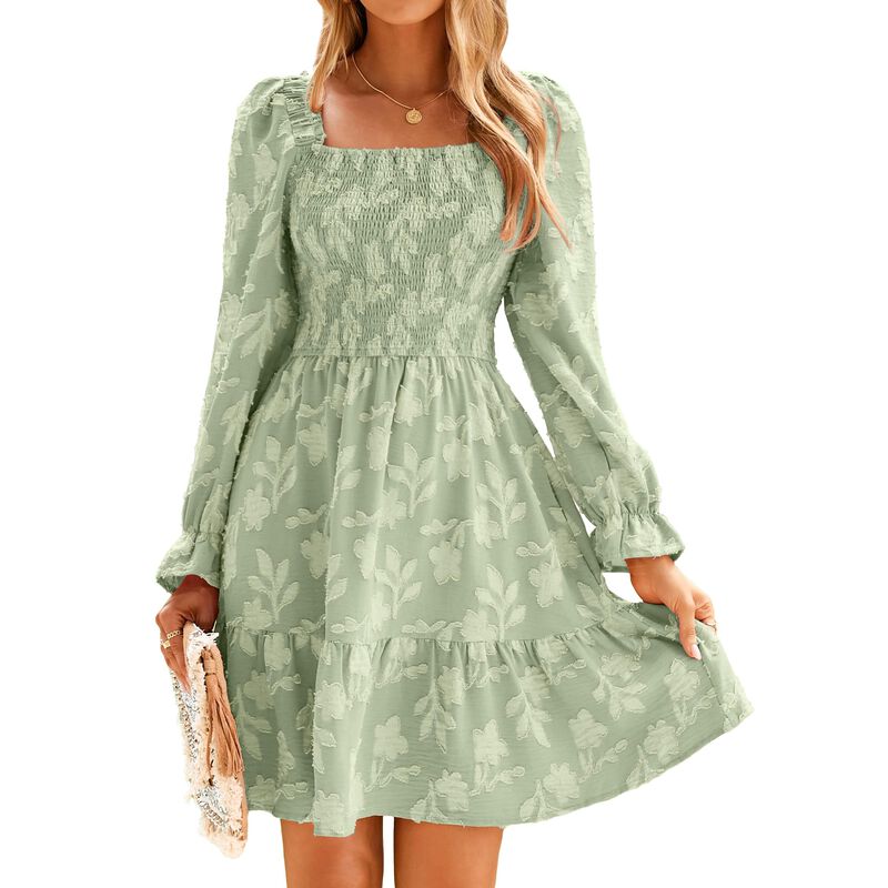 Vestido Berrygo Manga Larga Mini Verde Salvia X... image number null