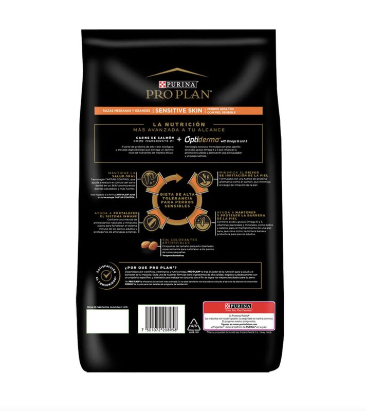 Pro Plan Sensitive Skin Adulto Razas Medianas 1... image number null