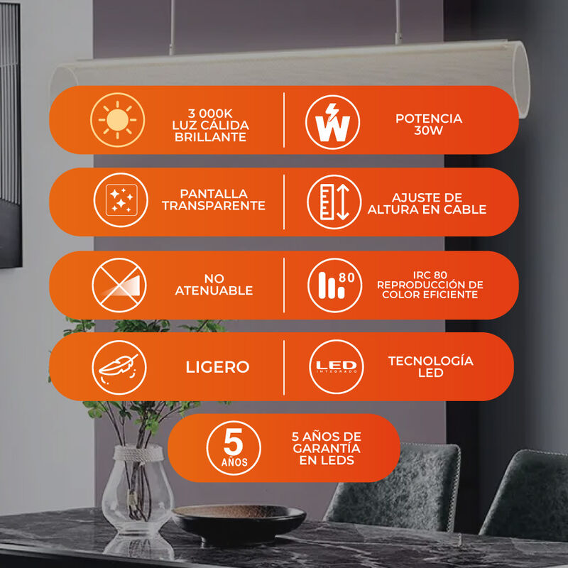 L&aacute;mpara Colgante LED Tubo de Acr&iacute;lico 1.20 m de... image number null