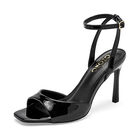 Capa De Ozono zapatilla abierta para mujer negro charol cod 141149-E