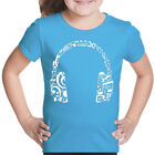 Camiseta Word Art Para Ni&ntilde;a - Aud&iacute;fonos Con Nota Musical - Turquesa