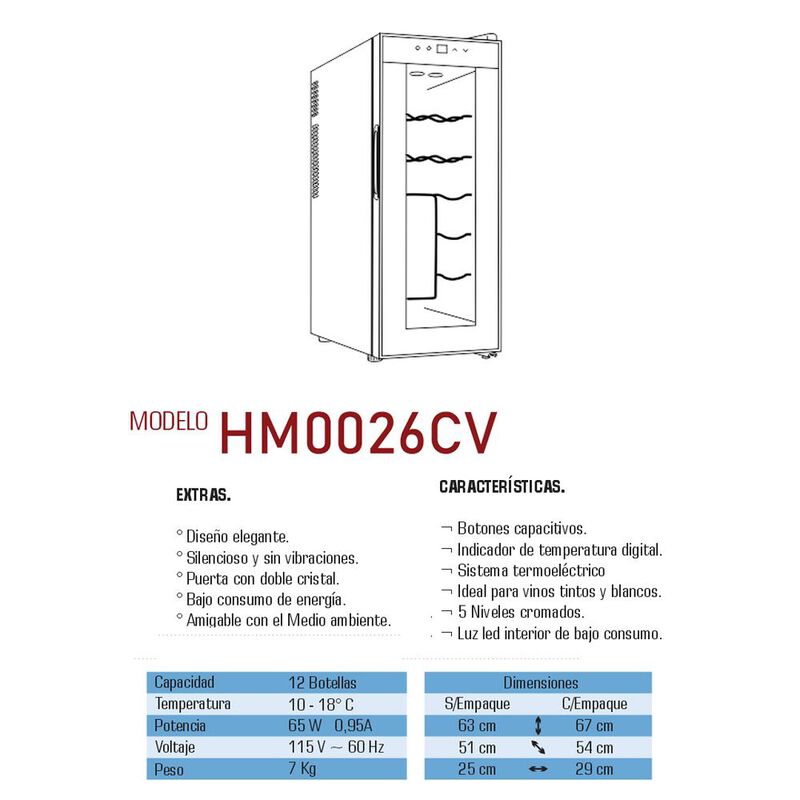 Enfriador Cava Vino Hypermark Deluxewine 12 Bot... image number null