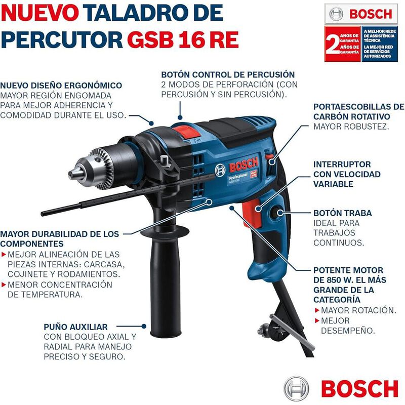 Rotomartillo Bosch 1/2" 850W Profesional con Ma... image number null