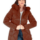 Chamarra Cazadora Mujer Con Gorro Capitonada Caf&eacute; Roosevelt A267