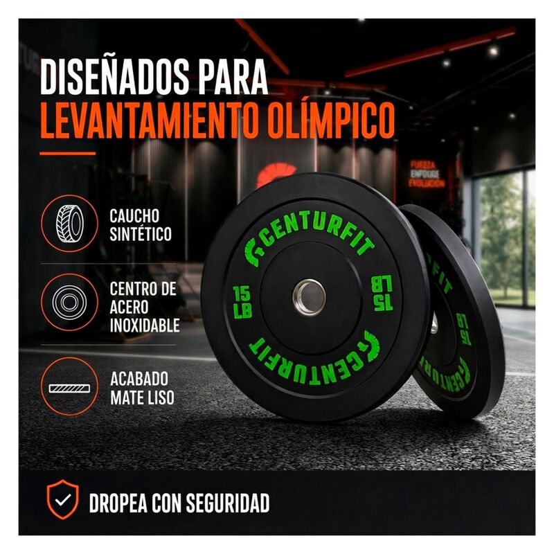 Par Disco Bumper Olimpico Libras Centro Aceroca... image number null
