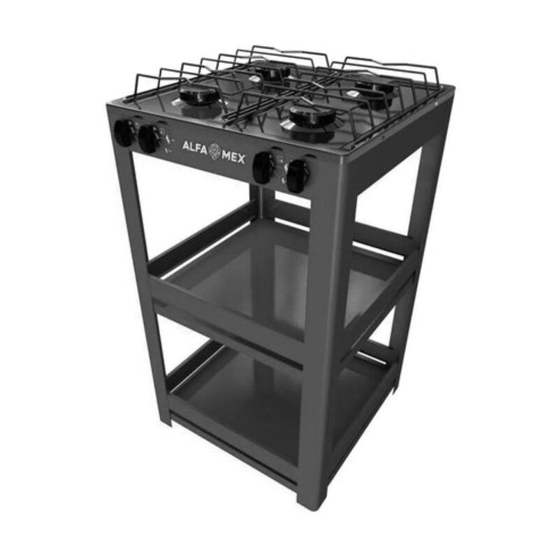 Parrilla de Estante Alfamex 4 Quemadores Negra ... image number null