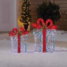 Set De Cajas De Regalo Led Para Exteriores, Color Azul, 46 Y 61 Cm