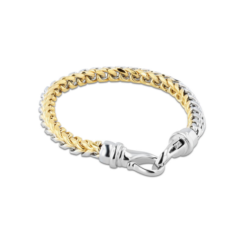 Pulsera De Acero Dorado Y Blanco Para Caballero image number null