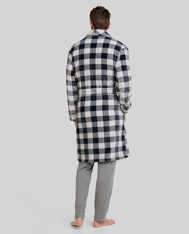 Bata de Cuadros Negros para Hombre Negro image number null