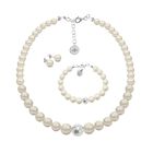 Collar aretes y pulsera Perlas de cristal creciente con esfera de plata .925 Zvezda