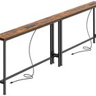 Mesa Consola Superjare Estrecha De 200 Cm Con Salida, Color Marr&oacute;n R&uacute;stico