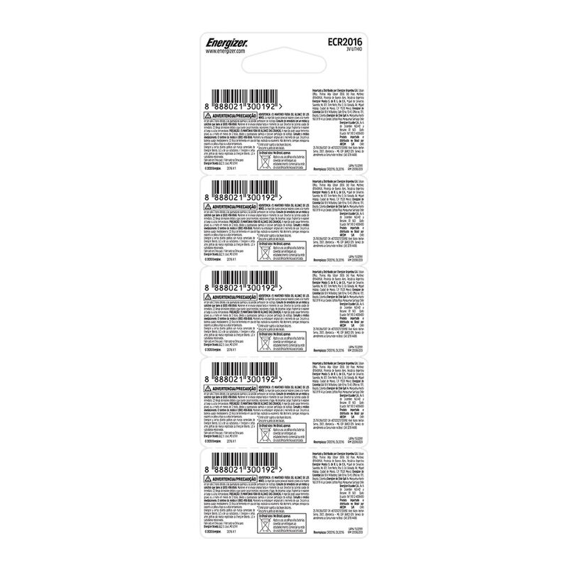 Pila Bot&oacute;n Energizer 2016 Tira 5 Unidades image number null