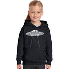 Sudadera Con Capucha Word Art Para Ni&ntilde;a - OVNI Platillo Volador - Negro