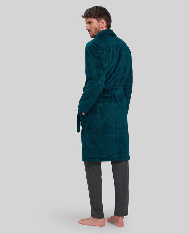 Bata Larga de Cuadros Verdes Verde image number null