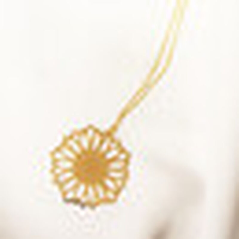 Dije Grande Girasol de Plata y Cadena con Ba&ntilde;o ... image number null