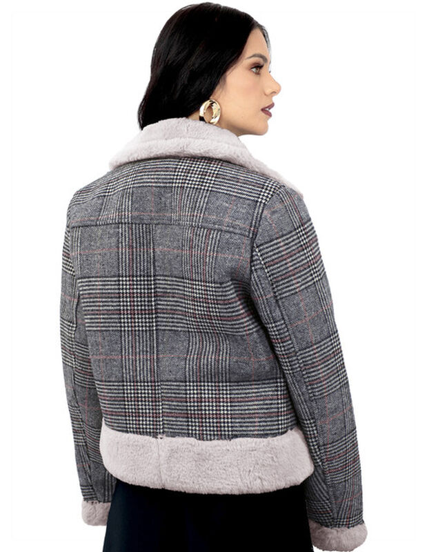 Chamarra Vintage Glamur Mujer Afelpada Gris Cla... image number null