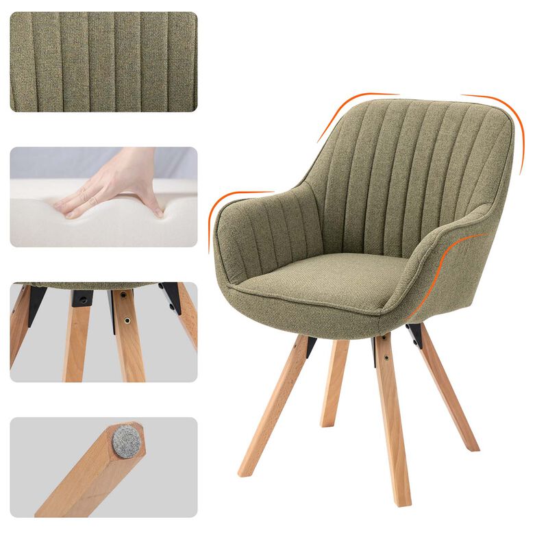 Silla Giratoria 360&deg; Con Brazos, Tapizada En Te... image number null