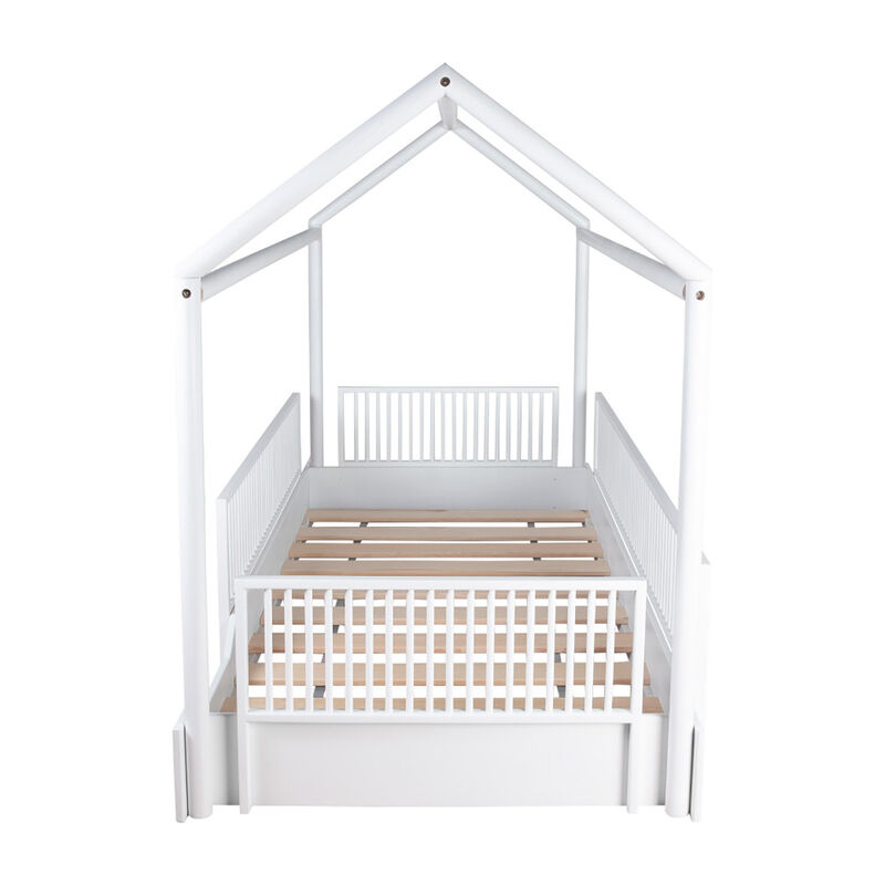 Cama Casa de Madera Montessori Individual Blanc... image number null