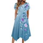 Vestido Zeagoo Estampado Floral Manga Corta Midi