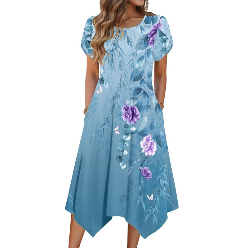 Vestido Zeagoo Estampado Floral Manga Corta Mid... image number null