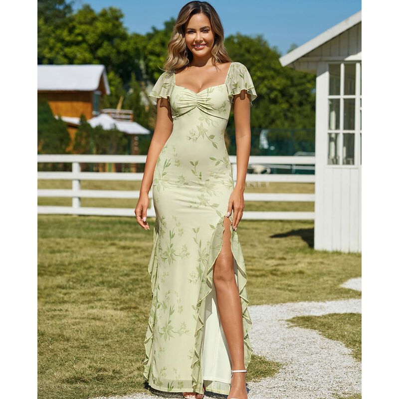 Vestido GLNEGE Floral Volantes Maxi Mujer image number null