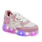 Giland Tenis urbano para ni&ntilde;a. Rosa blanco, con luces