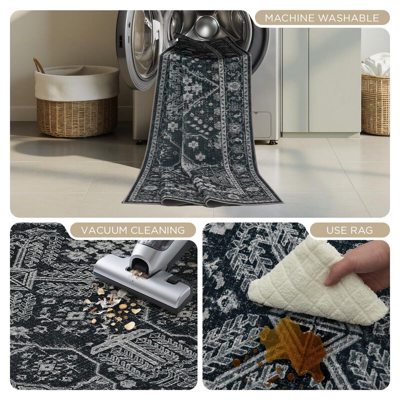 Alfombra Joydeco 5x7 Vintage Lavable Estilo Boh... image number null