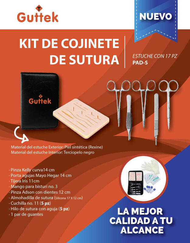 Kit De Pr&aacute;ctica De Sutura M&eacute;dica Guttek Pad-s 1... image number null