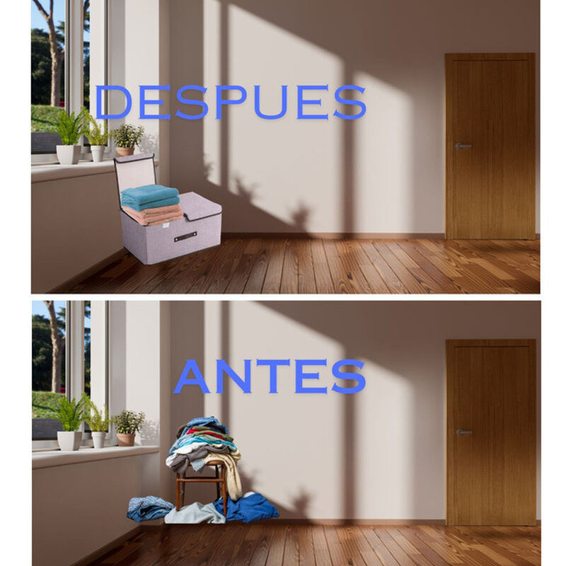 Caja Organizadora Plegable Color Gris con Dos T... image number null