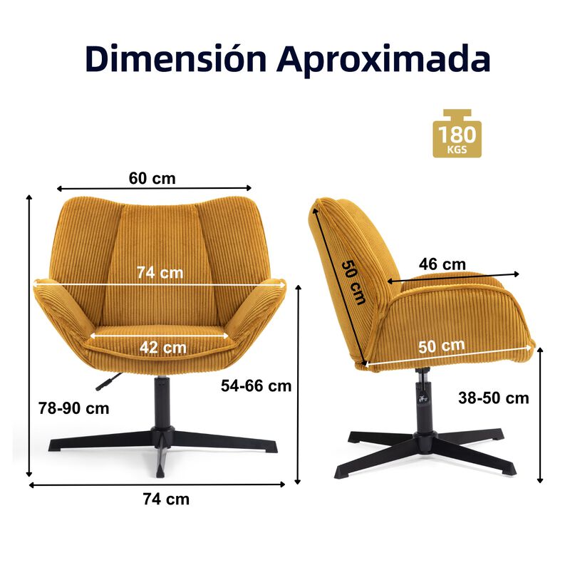 Silla Giratoria Ajustable Con Brazos, Tela Pana... image number null