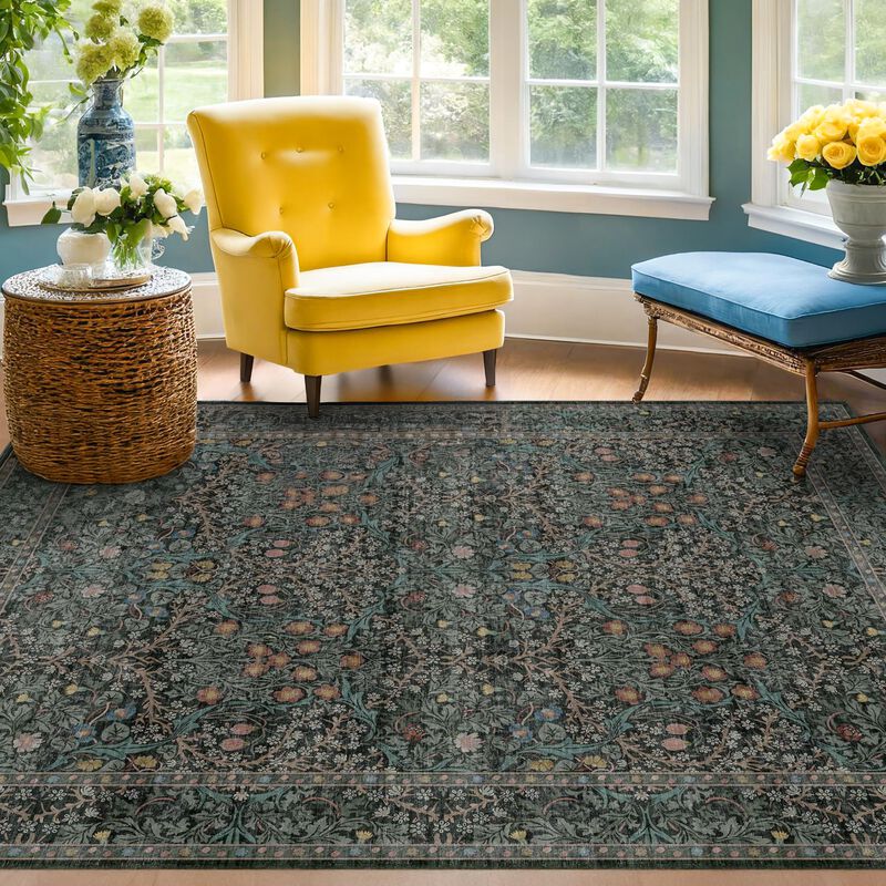 Alfombra Hazo Haus 152 cm Verde Oscuro Lavable ... image number null
