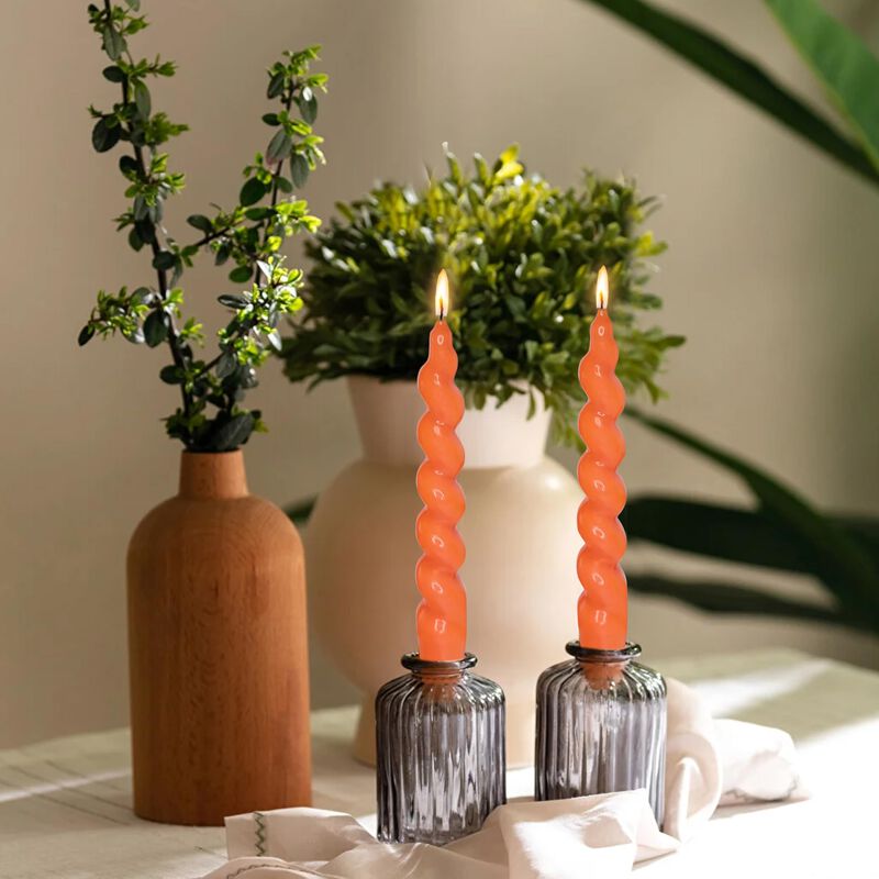 Set De 2 Velas Zechkavaa 19 Cm Naranja Espiral ... image number null