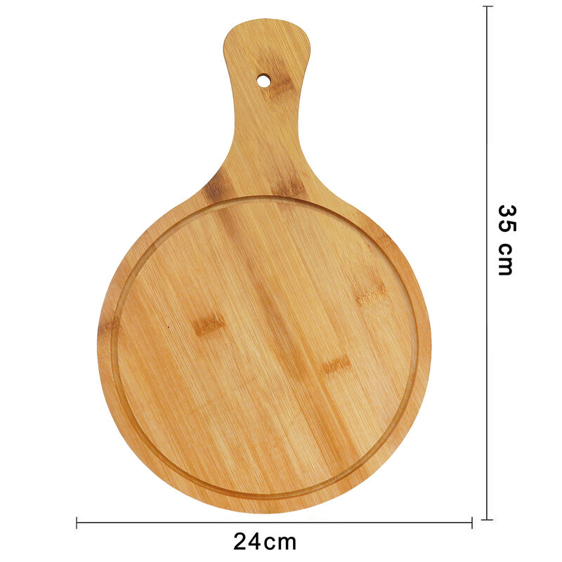 Tabla de Corte Bambú Circular con Mango 24 cm image number null