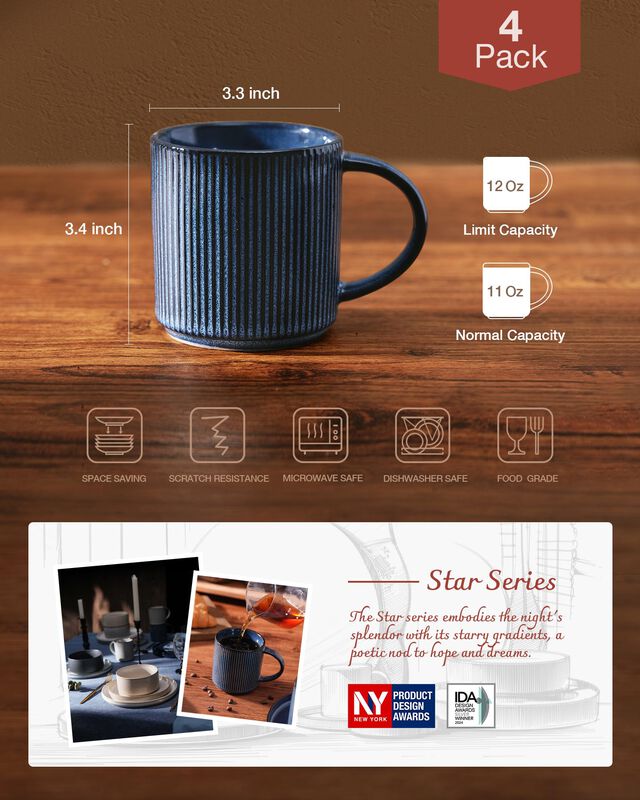 Juego De 4 Tazas De Cer&aacute;mica Famiware De 355 ml image number null