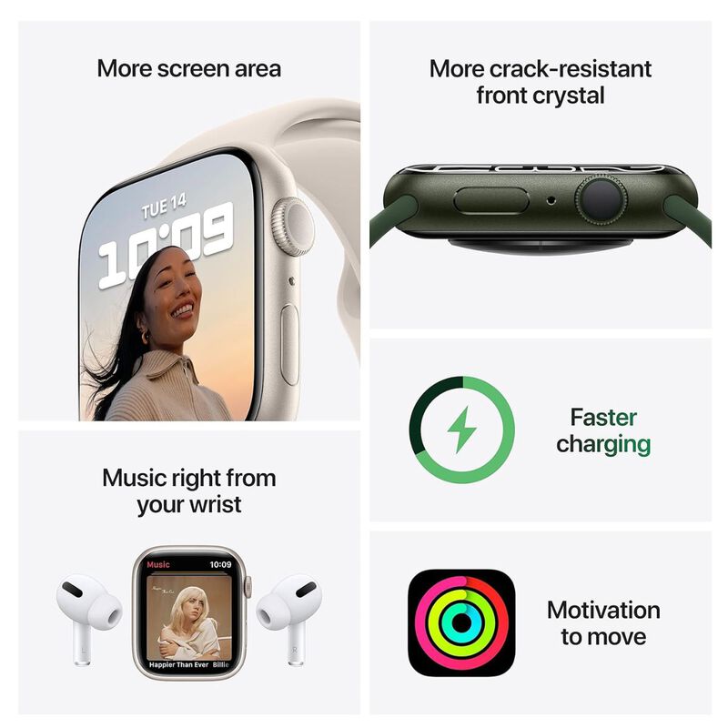 Apple Watch Series 7 Dorado 41 MM Correa Blanco... image number null