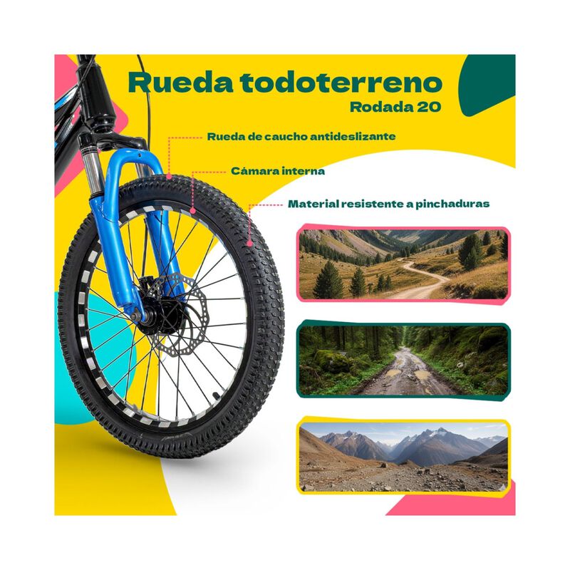 Bicicleta Monta&ntilde;a Rodada 20 Ni&ntilde;os Frenos De Dis... image number null