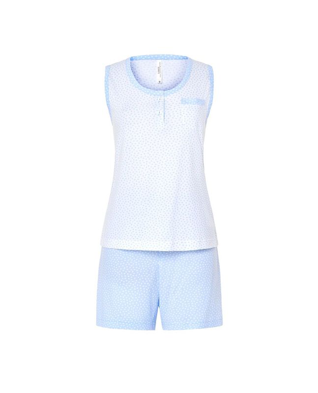 Pijama Corto de Corazones S/M Celeste image number null