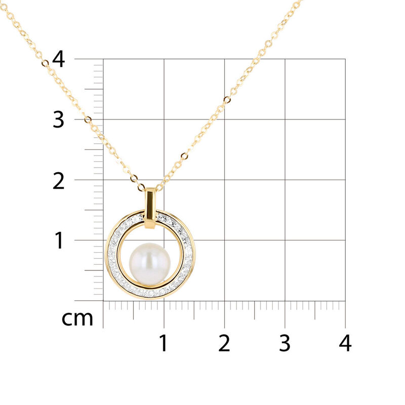 Dije Oro Amarillo 10k Con Perla Y Zirconias + C... image number null